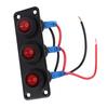 Toggle Switch Panel 20A 3 Gang Water Proof Red Round LED Rocker Switch Panel for Car Boat Truck