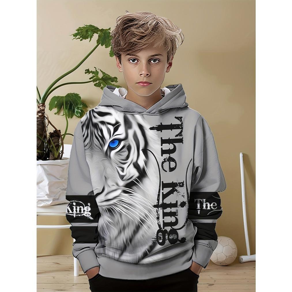 

Модная повседневная толстовка с капюшоном и длинными рукавами, напечатанная на 3D-принтере, легкая и удобная для ношения на улице, с принтом льва, тигра 13-14Y