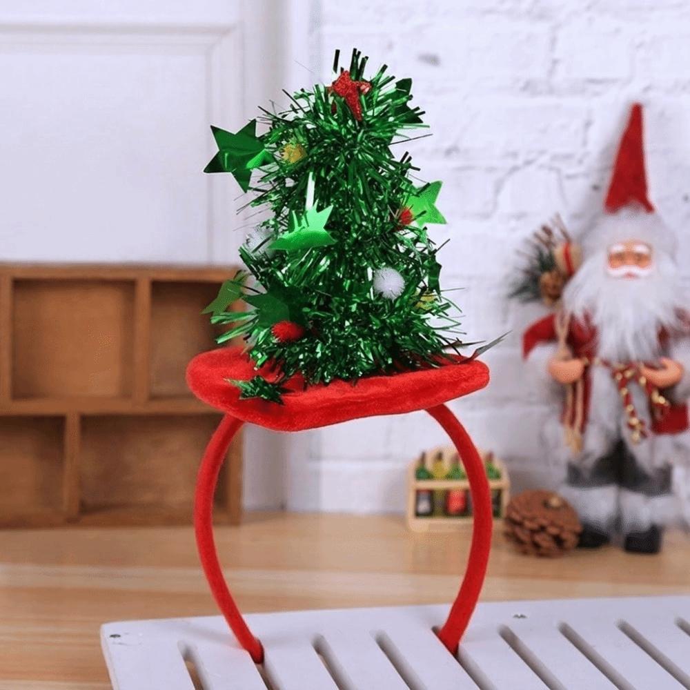 Star Christmas Tree Headband Plush Texture Holiday Headwear Cute Xmas Hair Hoop Party Costume