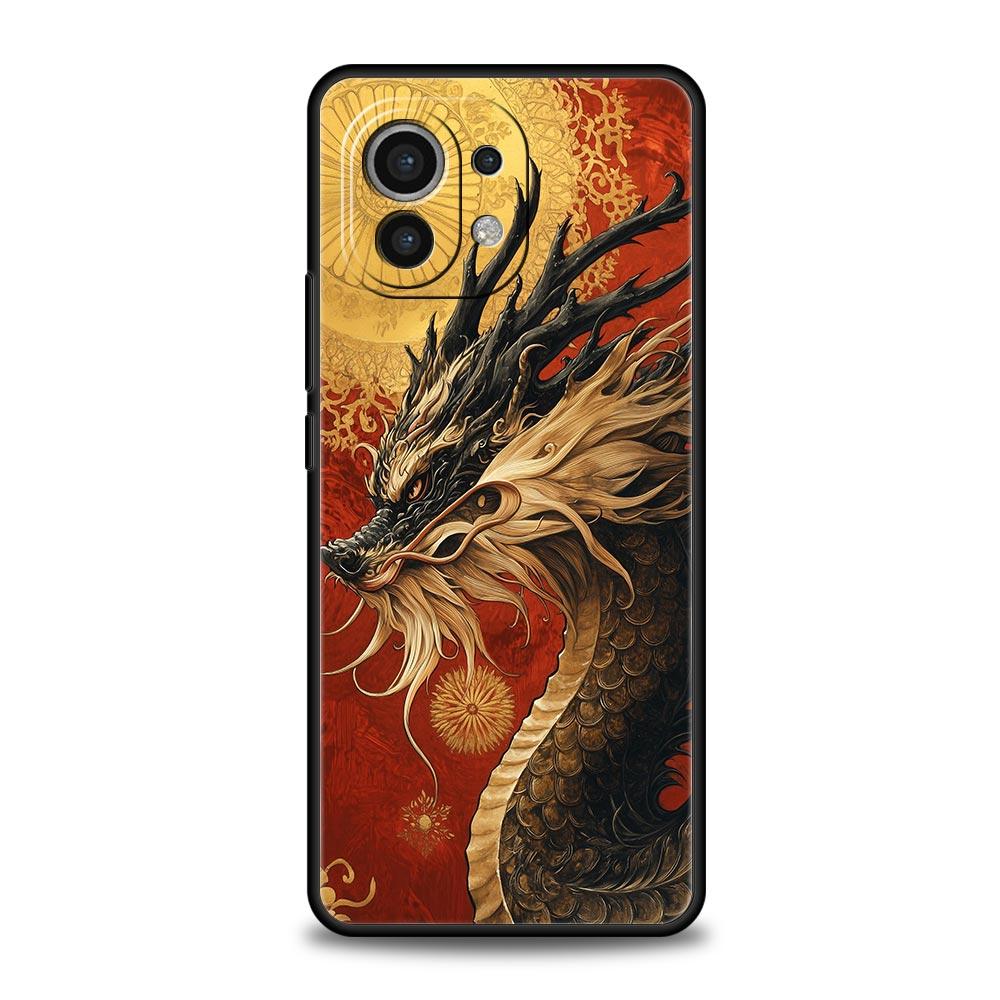 Chinoiserie Loong Flower Dragon Phone Case Cover for Xiaomi Mi 17 15 14 13 12 11 Ultra 15T 14T 13T 12T 11T Pro Lite 5G Soft TPU