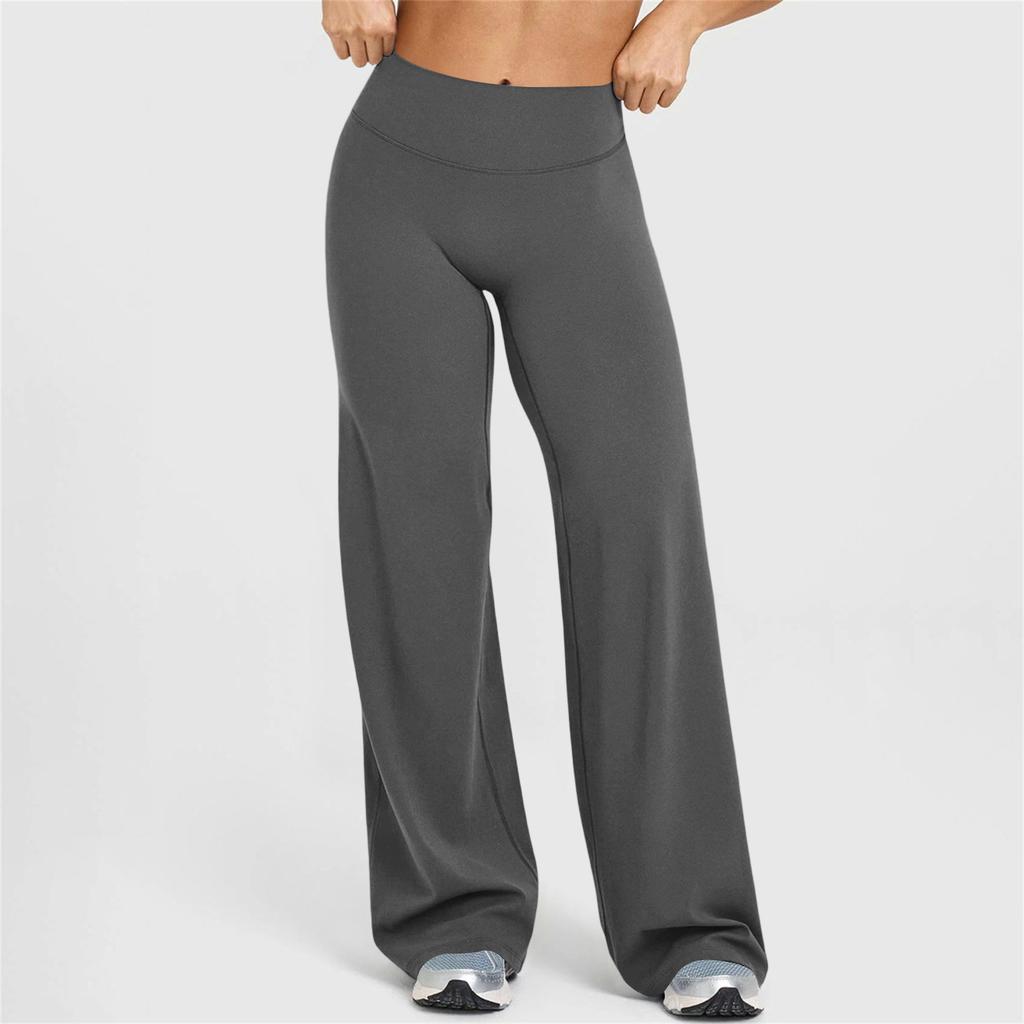 Women's High-Waist Flare Loose-Fit Straight Yoga Pants For Outdoor Sports