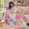 3D Plush Bunny Blanket for Kids, Soft Floral Print Cozy Throw Blanket for Bedroom and Couch