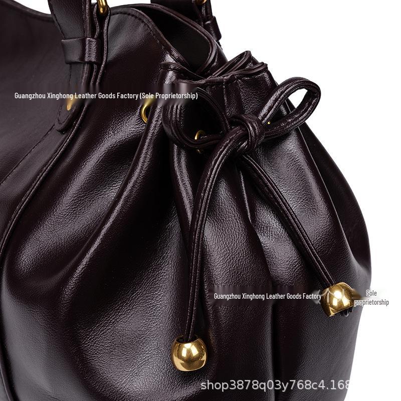 Bolso Tote Vintage de Cuero Suave con Pliegues para Mujer: Bolso Versátil Otoño/Invierno