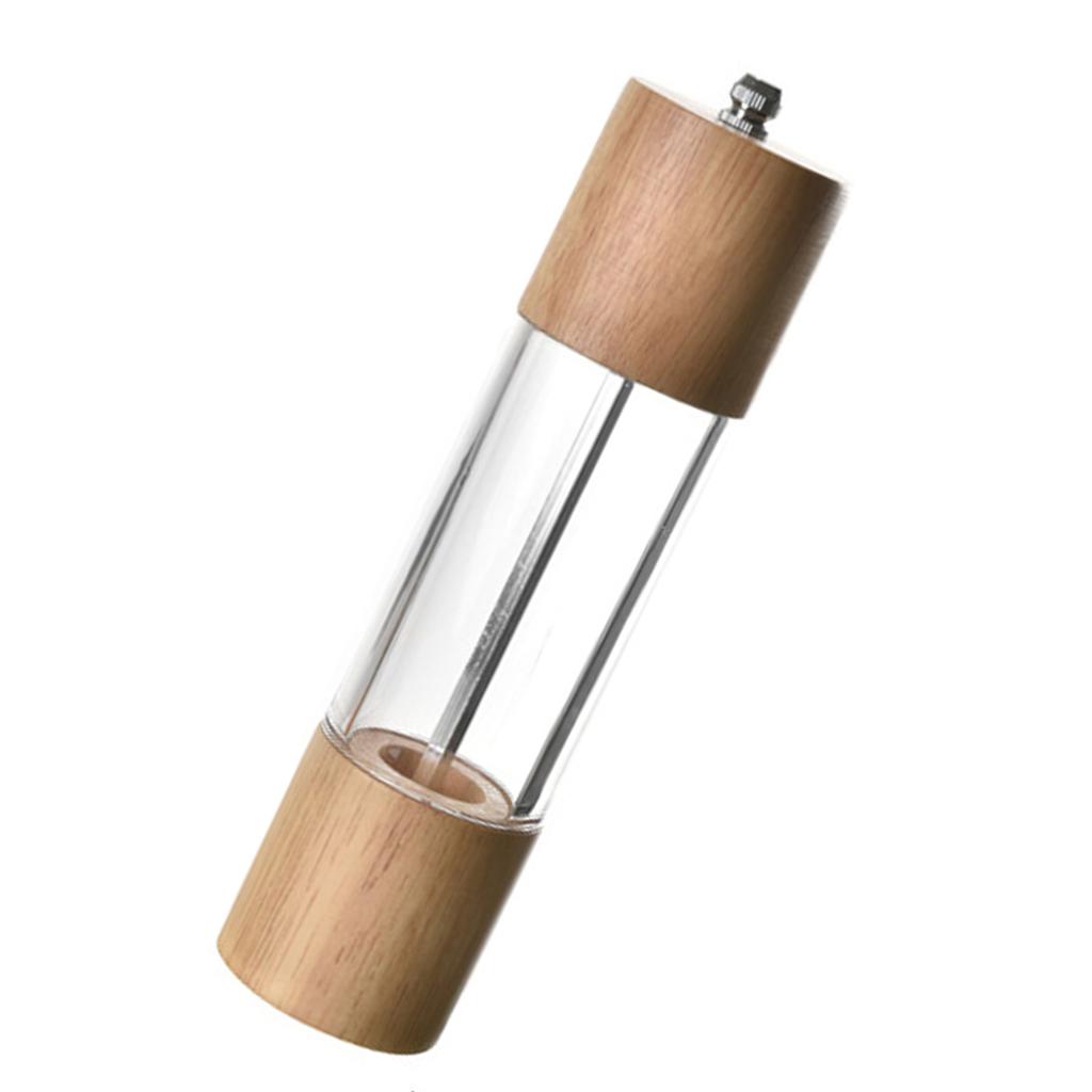 Manual Pepper Grinder Multifunctional Efficient Grinding Oak   Acrylic Pepper Mills Shakers