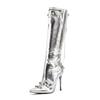 Fashion Sexy Knee High Boots 2024 Winter Boots Brand Design Super High Thin Heels With Rivet Retro Fashion Cool Women Shoes Big Size 46