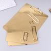 New New Golden Stainless Steel Writing Clipboard Document Stationery Paper Organizer With Metal Clip For Office School Supplies