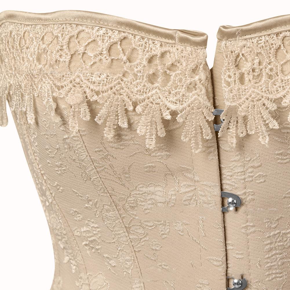 Women Lace Up Corsets Bustiers Overbust Waist Trainer Embroidery Tummy Slimming Boned Corset Burlesque Shaper