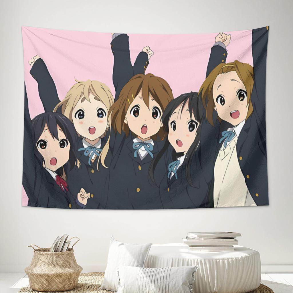 1pc Anime School Girls Tapestry 2D Polyester Flat Print Cute Anime Band Girl Group Wall Hanging Decor for Bedroom Living Room Do