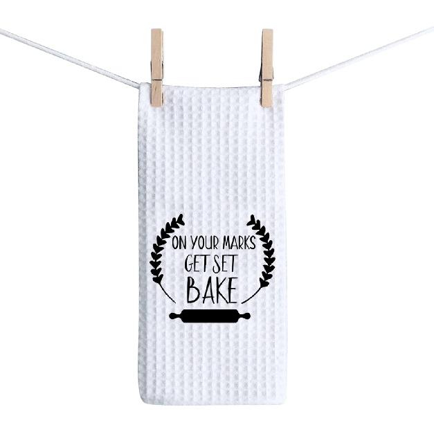 ZJXHPO Baker Towel Gifts On Your Marks Get Set Bake Kitchen Towel British Baking Show pired Gift Baking Gift Housewarming Gift Bake Lover Gift (Get Get Set Bake Towel