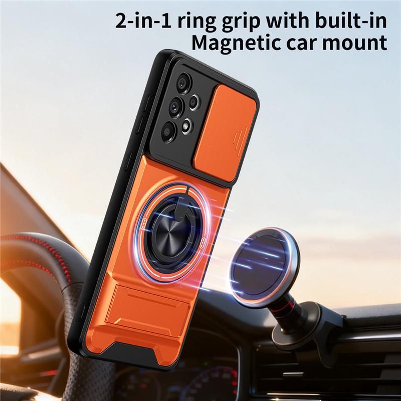 Suitable for Samsung S25FE Shunjia sliding window protective phone case S26 Ultra ring stand anti-drop protective cover