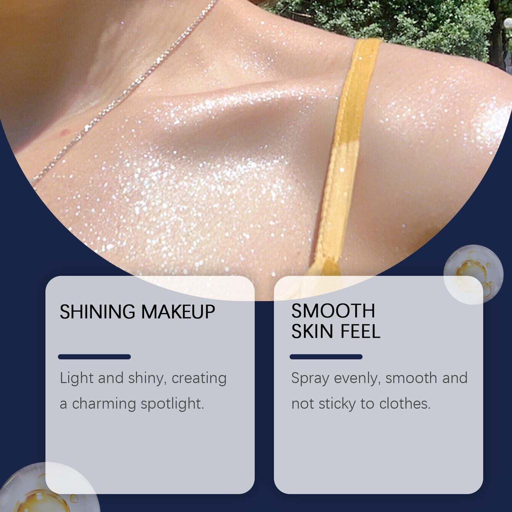 Body Glitter Spray, Shimmer Brightening Moisturizing Nightclub Party Collarbone Glow Spray