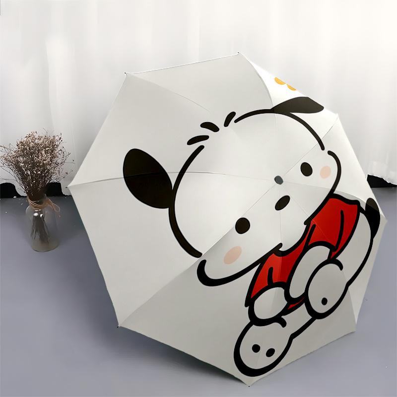 Pochacco,Character Automatic Folding Umbrella Simple 8 Rib Design, Bright Cartoon Pattern, Durable Iron Frame, Suitable For Travel, Outdoor,