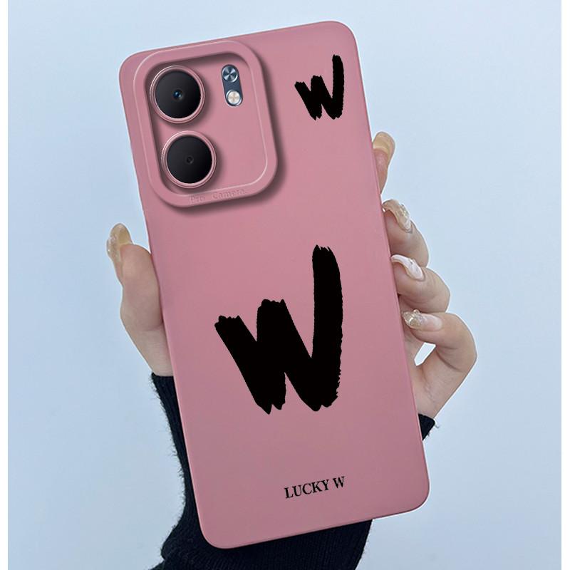 For OPPO A5x CPH2725 Cover Case Lucky Initial Letter Couple Silicone Soft Matte Phone Bumper for Oppo A5x 4G 5G 2025 Casing