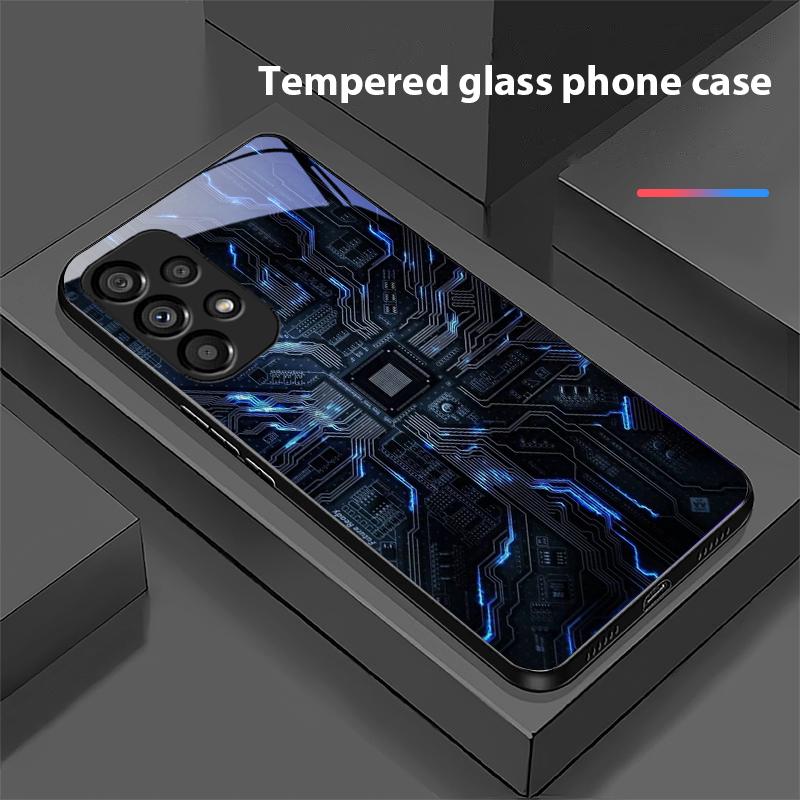 Computer Element For Samsung Galaxy S10 20 Plus 21 FE 22 23 24 FE 25 Ultra Black Tempered Glass Phone Case Hard Shell