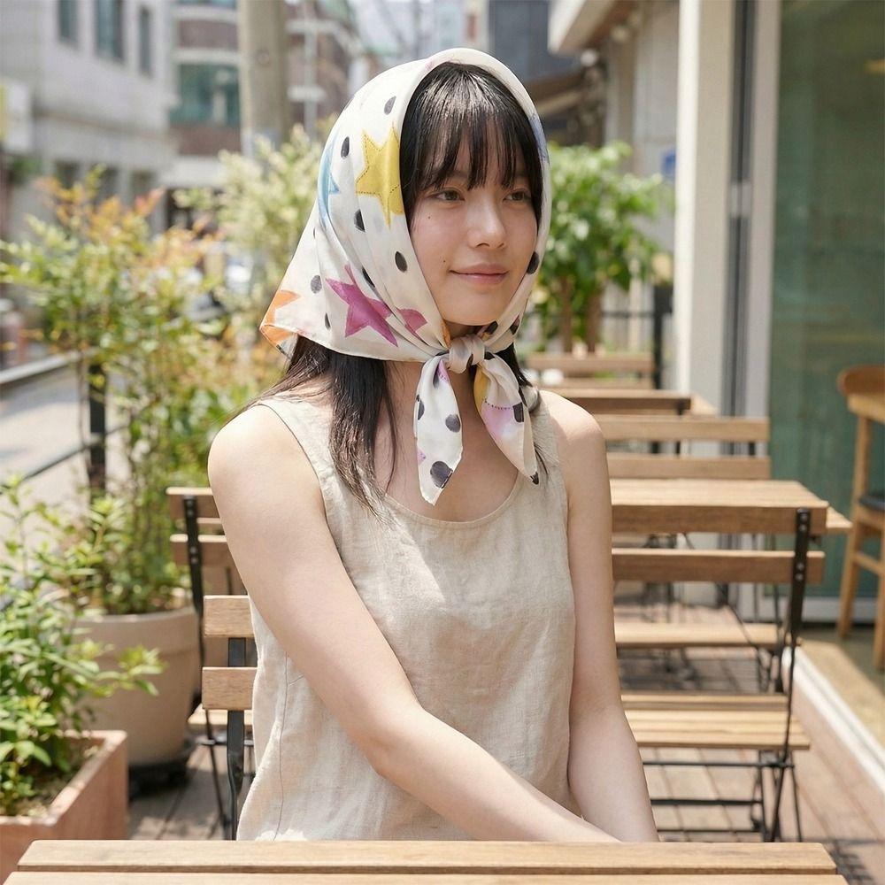 Y2K Star Print Scarf Printed Hair Scarf Simple Punk Bandana Beach