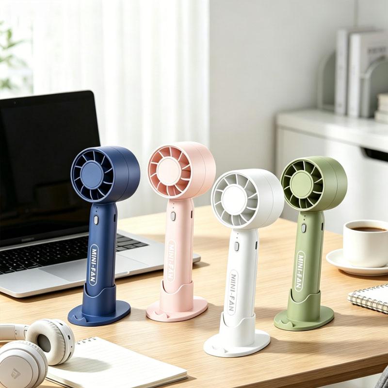 Portable 2 In 1 Mini Handheld Fan with Phone Holder USB Rechargeable Cooling Fan for Student Dorm Office Outdoor Summer Travel