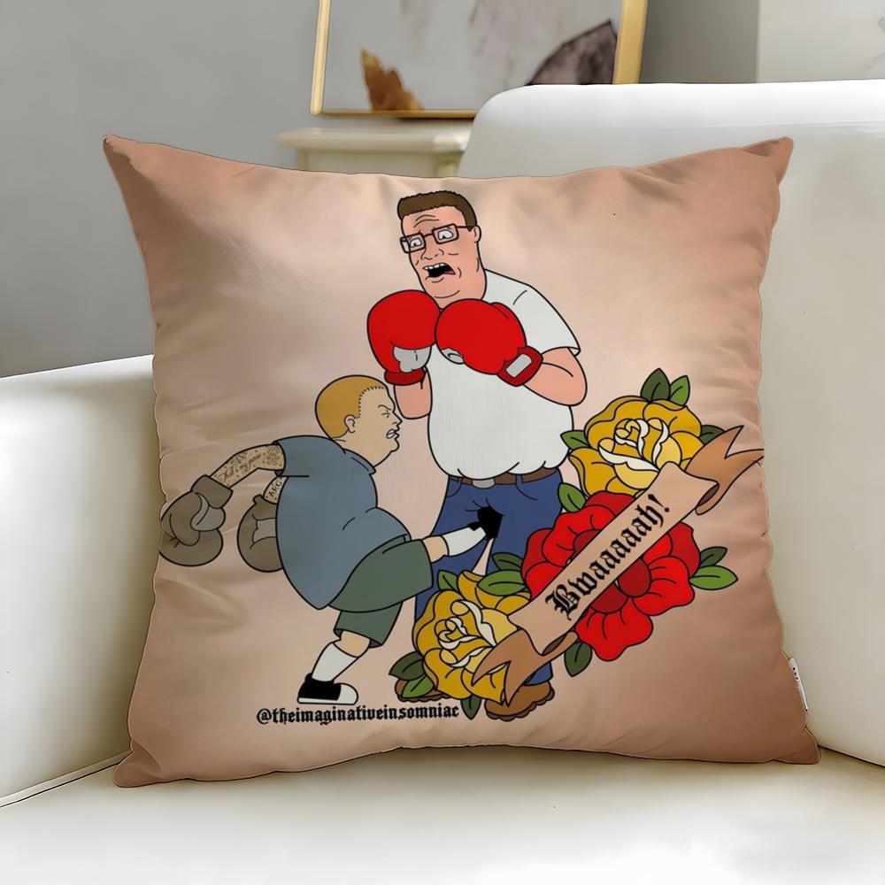 Classic Cartoon King of The Hill Cushion Cover Soft  EasyWash Pillow Case  Versatile for Couch Bed Travel and Office