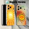 Frieden und Liebe Transparente Weiße Handyhülle Für iPhone 17,16,15,14,13,12,11,Pro,Max,Plus Magnetisches Kabelloses Laden