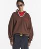 NOHANT Classic V-Neck Sweatshirt Brown