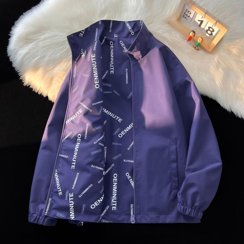 Double-sided Stand-up Collar Jacket for Men's Spring and Autumn Thin Loose Casual Men's Jacket Versatile