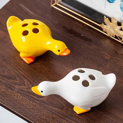 Yousheng Duck Toothbrush Holder Ceramic Cute Toothbrush Organizer Decorative Cartoon Duck Toothbrush Stand for Bathroom Decor And Storage