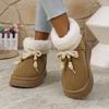Fashion Women's Thick Bottom Furrry Snow Boots Winter 2025 Lacu Up Bowknot Fur Ankle Boots Warm Short Plush Designer Shoes for Woman