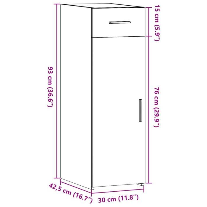 VidaXL Buffet gris béton 30x42,5x93 cm bois d'ingénierie 846274