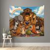 Large Animal Family Jungle Safari Tapestry Wall Hanging Rainbow Decor for Nursery Kids Bedroom Whimsical Polyester Home Decorati