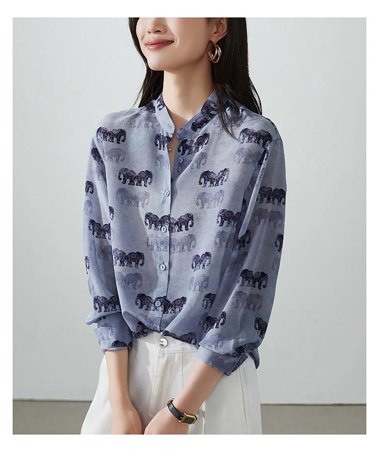 100% mulberry silk printed shirt for women, 2026 spring fashion commuting versatile long sleeved silk shirt