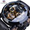 Ceas mecanic automat Tourbillon de lux pentru bărbați Design ondulat Afișare dată Mâini luminoase Rezistent la apă Ceas de mână la modă