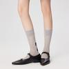 Cute Bowknot Pattern Long Calf Length Socks for Women and Girls Breathable Mesh Ribbed Student Cotton Stockings Hosiery
