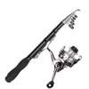 1,5M Karbonfiber Vinter Isfiskestang med Snellesett Mini Lommestang Teleskopisk Ultralett Kort Liten Havstang for Slukfiske