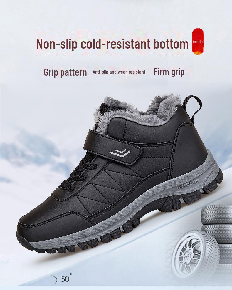 Zimní pánské zateplené trekové boty - Velká velikost 48, Protiskluzové sněhule pro střední věk a seniory