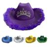 Vintage Country Western Fedora Hat Cowgirl Hat Furry Trims Cowgirl Hat for Party Photo Props Headwaer Gifts