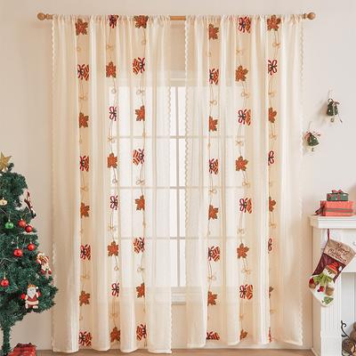 French Living Room Bedroom Bay Window Balcony Screen Curtain Cotton And Linen Embroidered Curtain Finished Christmas Window Screen Printed Curtain