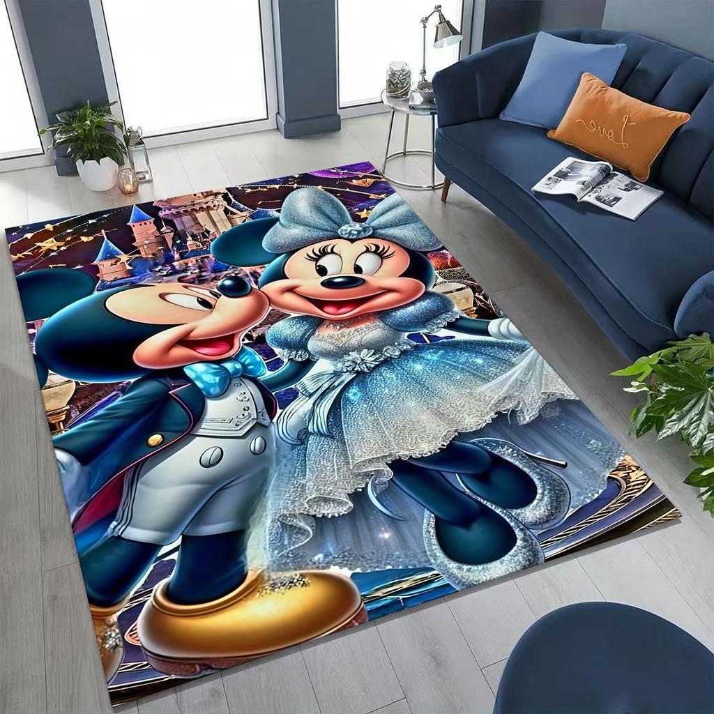 3D Tištěný Kreslený Koberec Minnie Mickey Mouse do Ložnice Obývacího Pokojí Pohovky Domu Rohožka Dekorace, Velký Dětský Protiskluzový Podlahový Koberec Dárek