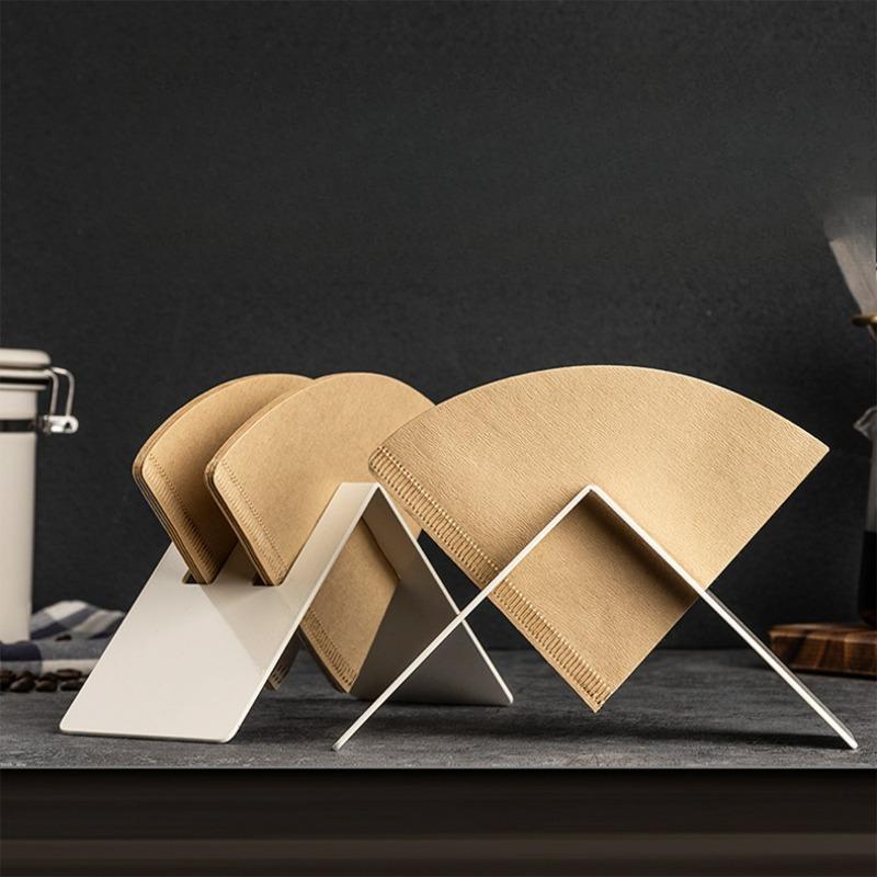 1PC Coffee Filter Paper Rack Coffee Bar Storage Rack Stainless Steel V-Shaped Hand-Washed Filter Paper Large Capacity Bracket