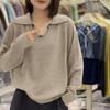 Women Autumn Winter Loose Knitted Sweater Soft Warm Long Sleeve Solid Color Casual Oversized Pullover Daily Streetwear Tops