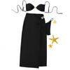 3 Piece Swimsuits for Women Summer Strap Bikini Top High Waist Bottom Cover Up Skirt Bathing Suit Set