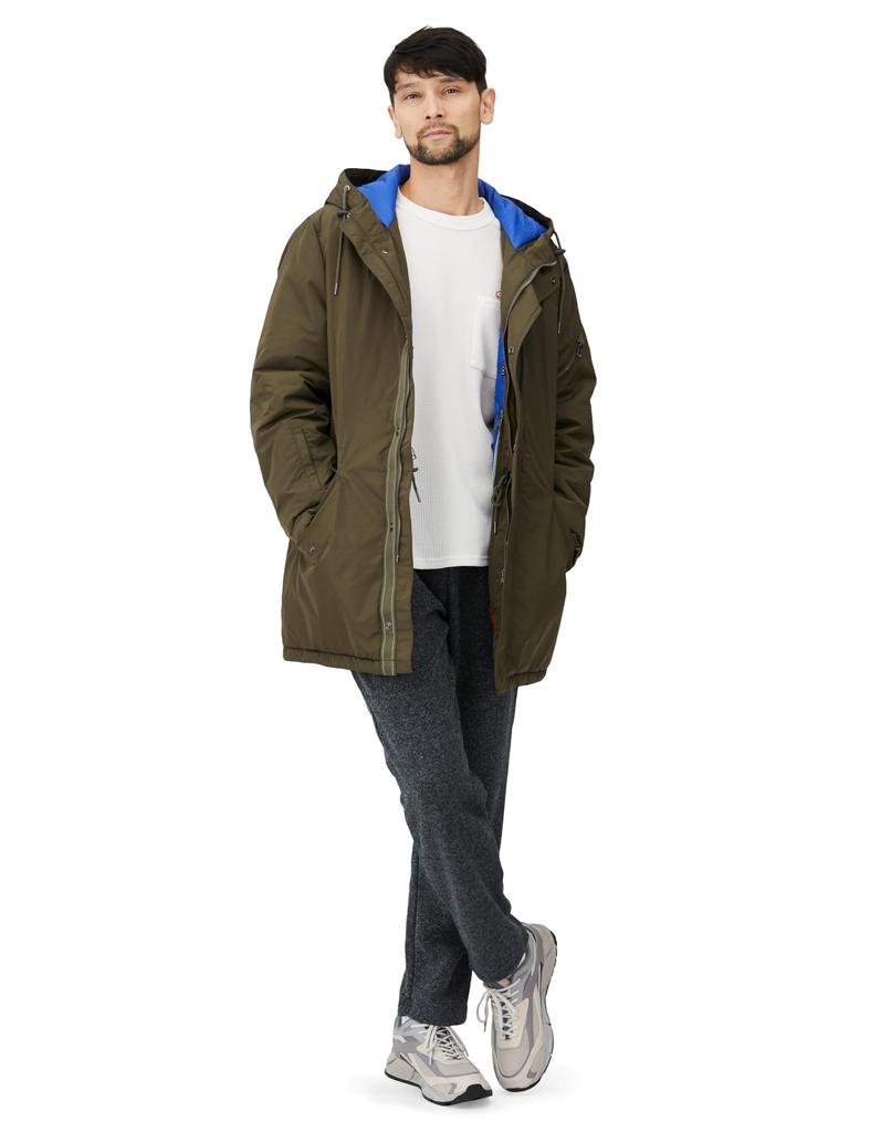 Outer Parka Coat with 16 Storage Pockets Water Repellent Puffer Olive S Regular [Amazon Essentials] Men's