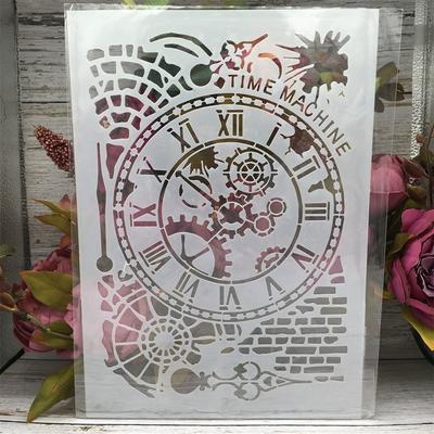 A4 29 cm Vintage Uhr Zeit Ziegel Wand DIY Schichtung Schablonen Malerei Sammelalbum Färbung Präge Album Dekorative Vorlage