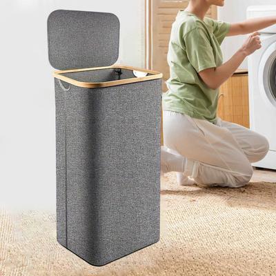 Laundry Basket with Dustproof Lid Foldable Design Large Capacity Waterproof Toys Blankets Storage Organizer Dirty Clothes Hamper
