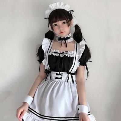 Costume da cameriera, costume da cosplay, abito da lolita carino, abito da festa a maniche corte
