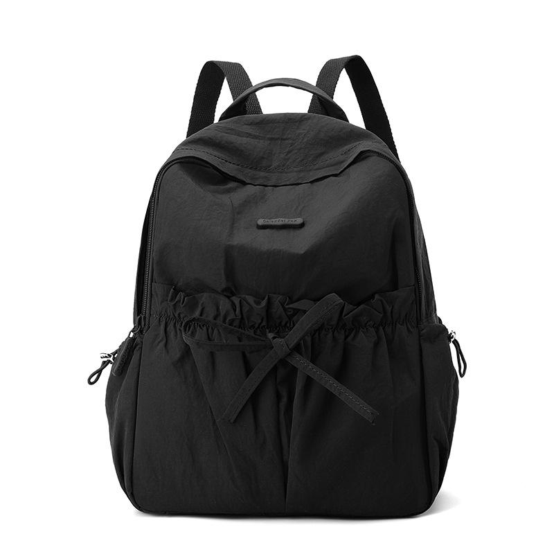 Niche Design Women's Drawstring Bow Backpack Simple Sports Backpack