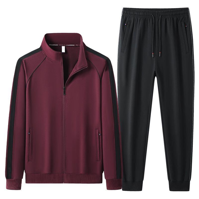 Spring Autumn Men's Tracksuit Cotton Sports Suit Sweatshirt  2-piece Set Middle-Aged And Elderly Casual Cardigan Hoodies Set