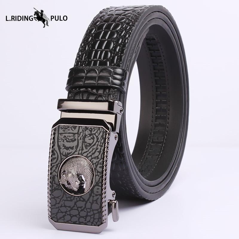 Crocodile Leather Men's Belt Automatic Business Casual Belt Belt High-grade First Layer Cowhide Fashion Belt