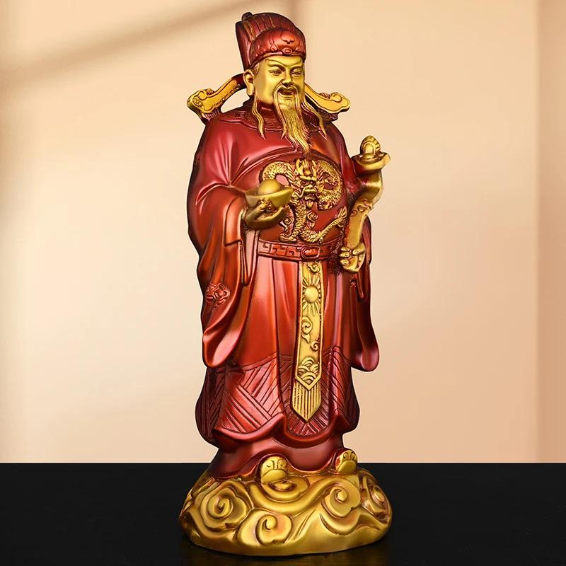 Feng Shui God of Wealth Figurine Literary Holding Ingots Ruyi Scepter Home Living Decor