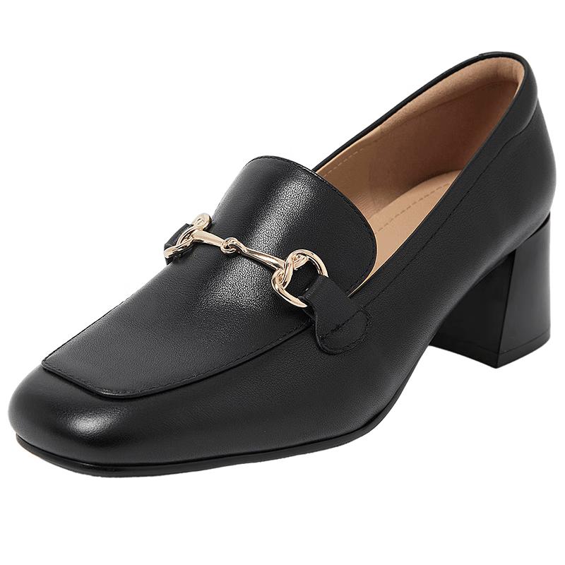 COMELY Women s Chunky Heel Platform Loafers 35