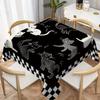1PC Cute Cartoon Cat Pattern Rectangular Tablecloth, Fan Shaped Edge Polyester Table Cover, Home Dining Room Living Room Kitchen