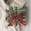 Christmas Red Berries Bows Double Sided Printed Pillowcase Zippered Modern Cushion Cover Home Decor Room No Insert